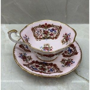 Paragon antique Series SHERATON cup saucer Pink floral Birds teacup England